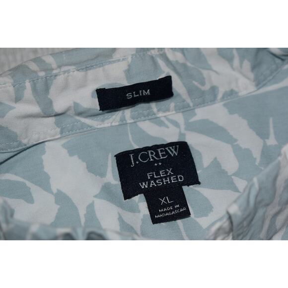 J Crew Dress Shirt Button Up Men Size XL Slim Flex Washed Blue Floral - Picture 3 of 6